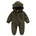 thumbnail image 1 of AherBiu Baby Girls Clothes Newborn Jumpsuits Hooded Fleece Zip up Infant Rompers Fall Winter Fuzzy Solid Color Bodysuits, 1 of 6