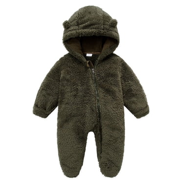 IROINID Rabais Cache-Couche pour Bébé à Manches Longues Grenouillère en Molleton pour Nouveau-Né Combinaison de Neige d'Hiver Gigoteuse Cache-Couches Dessin Animé Chaud à Capuche Barboteuse Combinaison Tenues pour Filles Garçons, Olive Vert