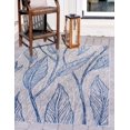 thumbnail image 1 of Unique Loom Tapis d'Intérieur et d'Extérieur à Tissage Plat, 5 x 8 Pi, Gris Clair/bleu, Collection Botanique, 1 of 1
