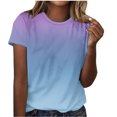 thumbnail image 1 of Timegard Hauts d'Été pour Femmes Col Rond Manches Courtes Couleur Dégradée Blouse Confortable Décontractée Ample Hauts, 1 of 5