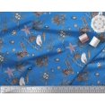 thumbnail image 3 of Soimoi Blue polyester Georgette Fabric Floral, & American Robin Bird Fabric Prints by Yard 52 Inch Wide, 3 of 3