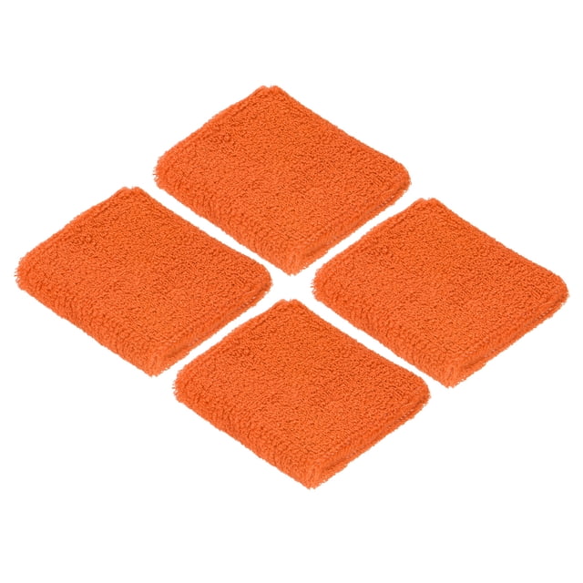 Unique Bargains Bracelets de Sport 8x8cm en Éponge Absorbante, Orange 4 Pack