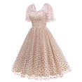 thumbnail image 2 of hotojiny Robes de Cocktail pour Femmes Renaissance Vintage en Maille Manches Courtes Bouffantes Robe Midi Rétro Cœur Ligne A Fluide Robes de Fête, 2 of 7