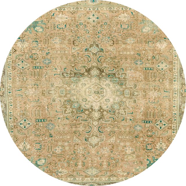 Ahgly Company Tapis d'Intérieur Ronds Abstraits Jaunes Abstraits pour Aire, 5 Pieds Rond