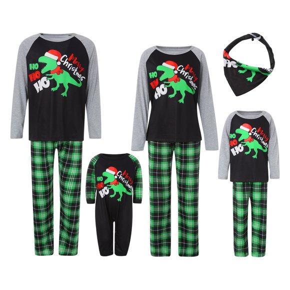 FAROOT Famille Correspondant Pyjamas de Noël Ensemble de Vêtements de Salon de Noël Dinosaure Print Tops Pantalons