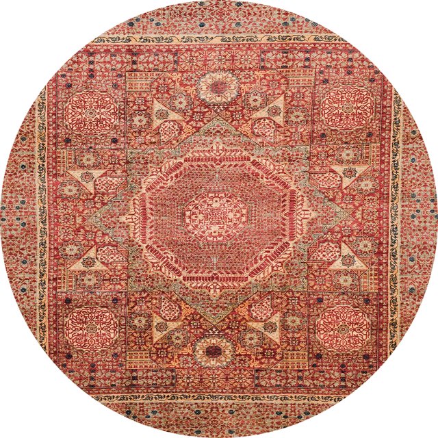 Ahgly Company Tapis d'Intérieur Ronds Abstraits Rouges Abstraits pour Aire, 5 Pieds Rond