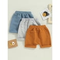 thumbnail image 3 of Gupgi 3 Pack Toddler Boy Shorts Set, Solid Loose Drawstring Shorts Kids Sports Short Pants, 3 of 8