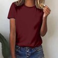 thumbnail image 2 of Yuyuzo Hauts pour Femmes T-Shirts à Manches Courtes T-Shirts à Col Rond T-Shirts Couleur Unie T-Shirts Amples Hauts Blouses, 2 of 5