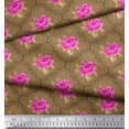 thumbnail image 3 of Soimoi Tissu en Coton Canard Design Quatrefoil, Feuilles & Roses Imprimés Floraux au Mètre 42 Pouces de Large, 3 of 3