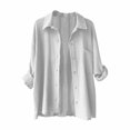 thumbnail image 4 of Timegard Hauts pour Femmes Col à Revers Manches Longues Chemises Boutonnées Couleur Unie Automne Décontracté Blouse Ample, 4 of 4