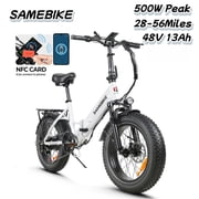 20" Fat Tire Ebike, 500W Electric Bike with LCD Display & Removable Battery, 7-Speed Shimano Gears, Dual Suspension, White