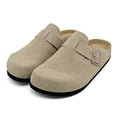 thumbnail image 1 of Adult Suede Clogs Cork Footbed Slippers Arch Support Potato Shoes Indoor Outdoor Slippers with Adjustable Buckle, 1 of 6