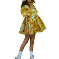 thumbnail image 2 of SAYOO Robe Femme Dos Nu Courte Princesse Robe à Bulles, Robe Mini à Manches Courtes Florale Robe Décontractée à Encolure Carrée Robe d'Été pour Femmes Robes Courtes de Rue pour Filles Robes de Plage Robes Courtes de Fée pour Adolescentes, 2 of 9