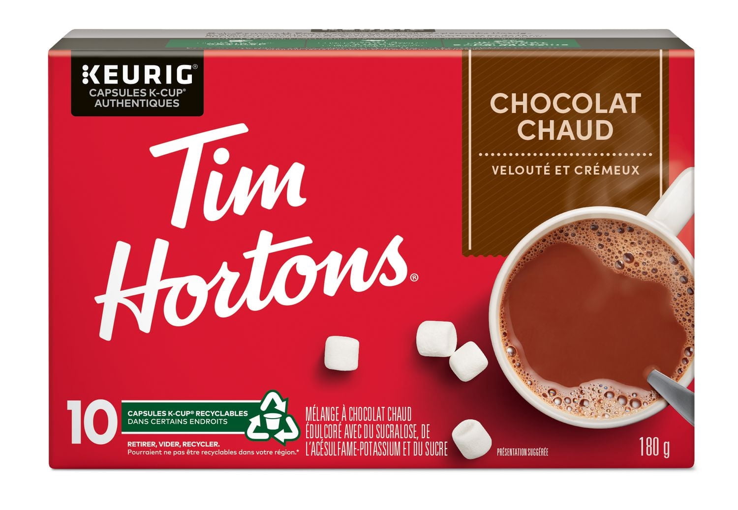 Tim Hortons Hot Chocolate K-Cups Pods, Single-Serve K-Cups, Compatible with Keurig Coffee Makers, Smooth & Creamy, 10 Count