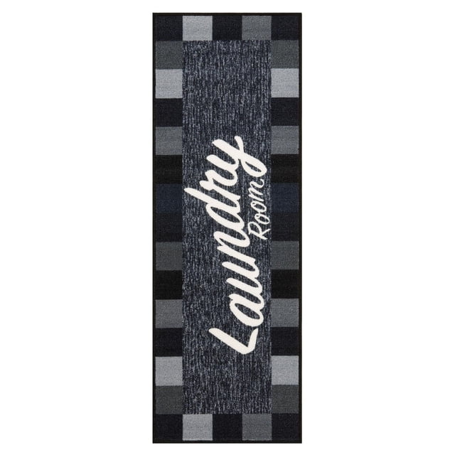 Tapis damier classique à sous-couche en caoutchouc de la collection Laundry