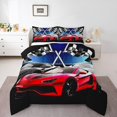 thumbnail image 1 of Erosebridal Ensembles de Couette Voiture de Course Rouge Format Grand, Ensemble de Literie Géométrique Buffalo Couette Grand, Décoration Sports Extrêmes, Réversible, Ultra Doux, 3 Pcs, 1 of 8