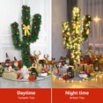 thumbnail image 2 of Patiojoy 6' Artificial Cactus Christmas Tree Pre-Lit Optical Fiber w/ LED Lights & Ball Ornaments, 2 of 10