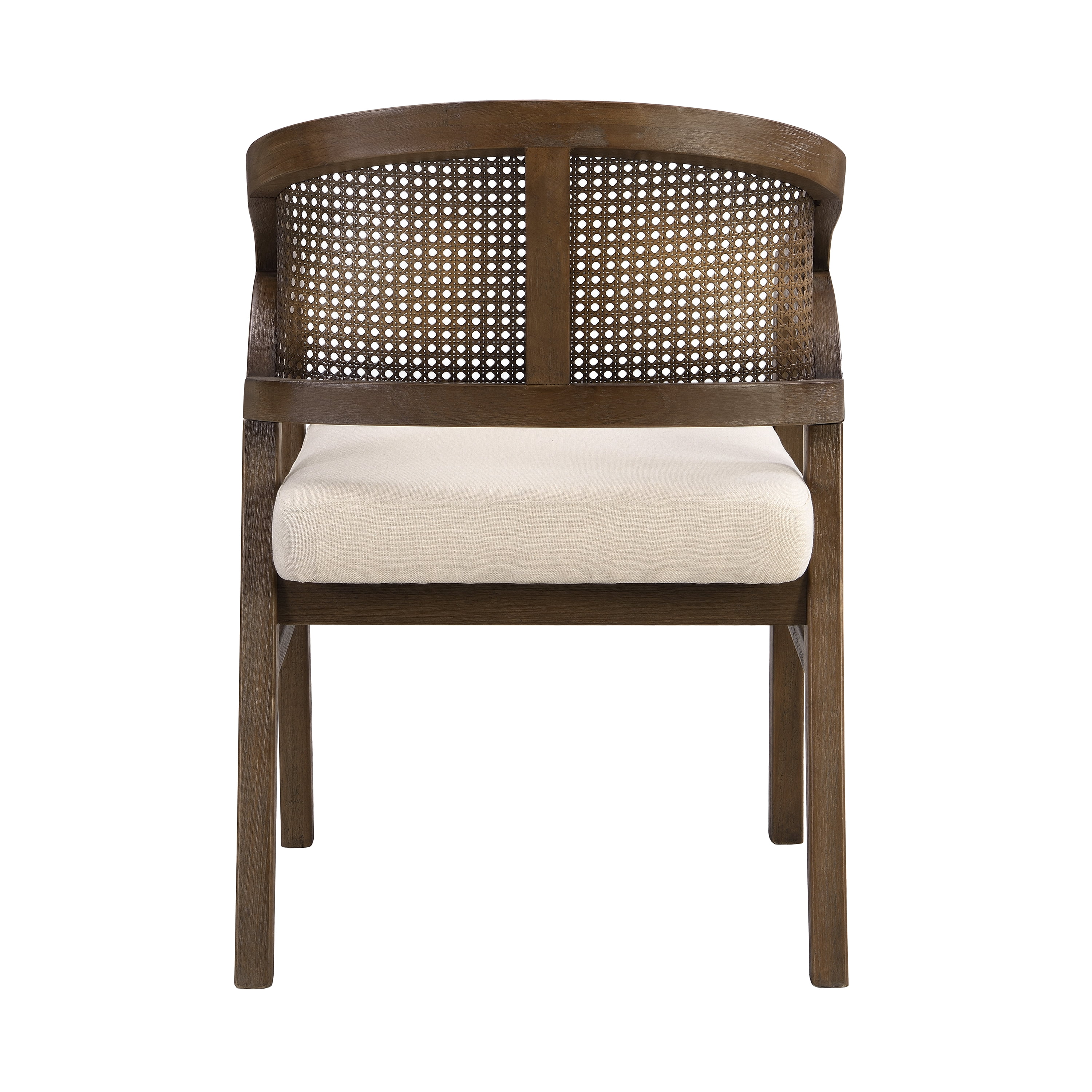 Chaises de salle à manger Noble House avec structure en bois, ensemble de 2, dossier en rotin et assise rembourrée, beige et noyer