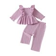 thumbnail image 1 of cfhntfmh Infant Baby Girls Clothes Toddler Sets Long Sleeve Ruffle Dress Pants Set Solid Color Baby Girl Fall Winter Outfits, 1 of 3
