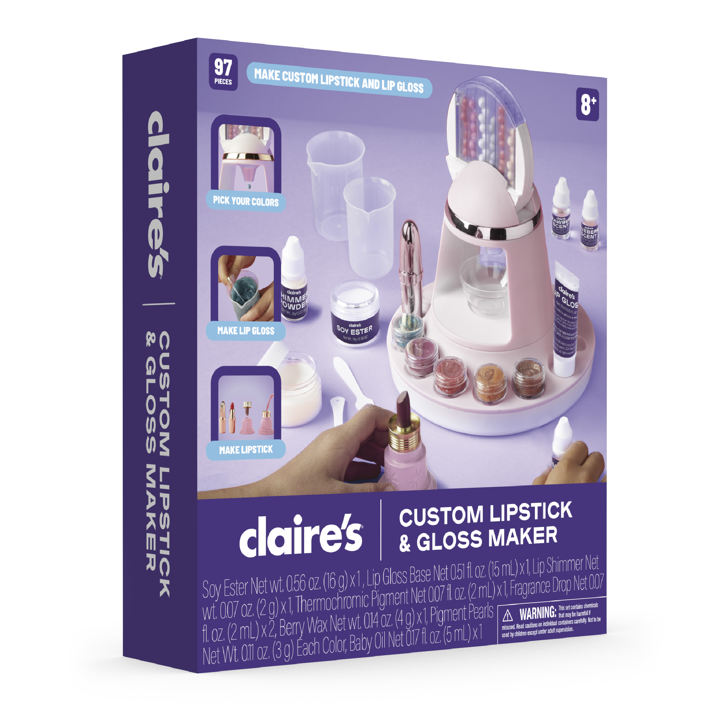 Coffret de création personnalisé de rouges à lèvres et brillants à lèvres Claire’s