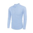 thumbnail image 2 of Wangsaura Men's Casual Shirt Solid Color Long Sleeve Stand Collar Button Tops, 2 of 7