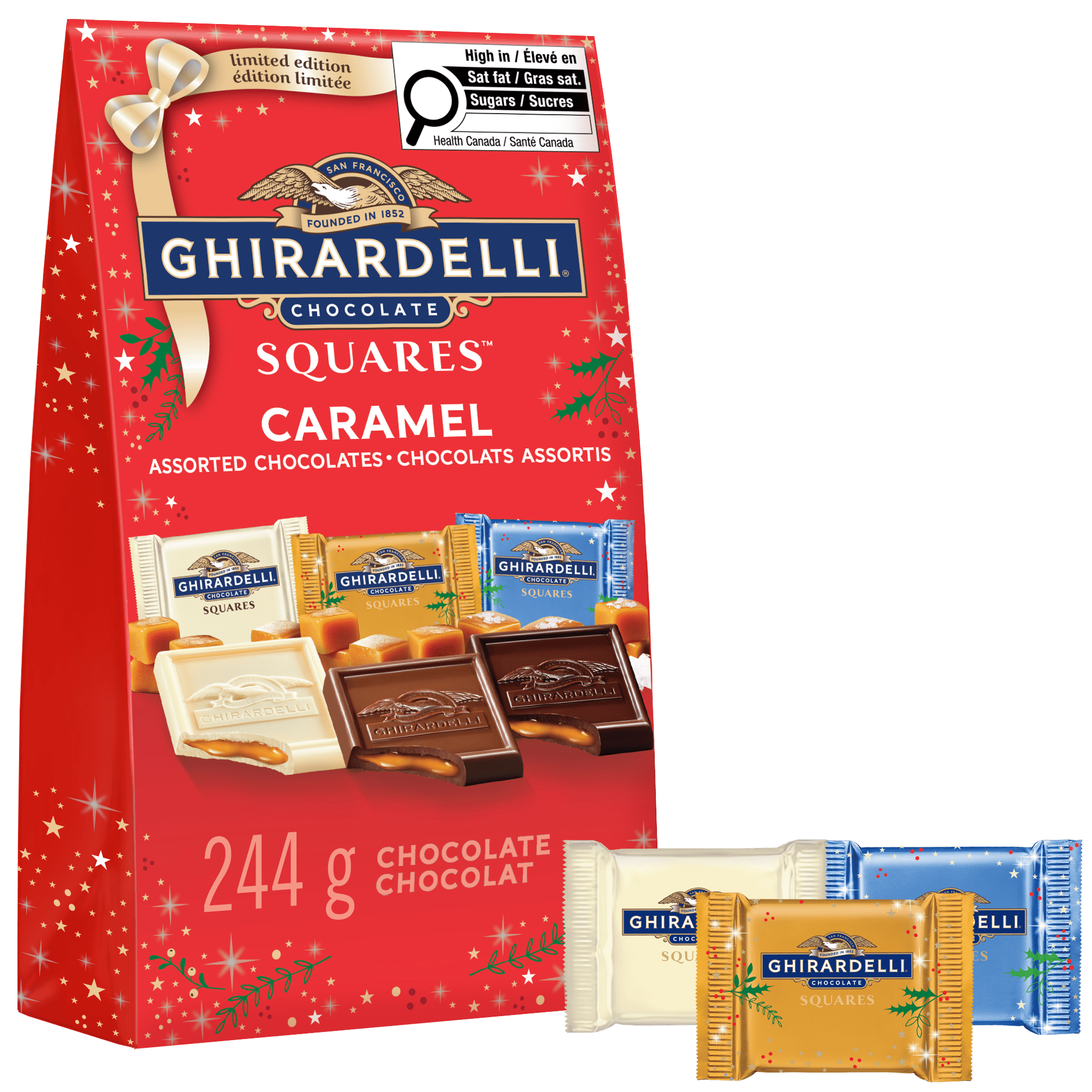 Sachet de carrés de chocolat et de caramel assortis Ghirardelli, 244 g