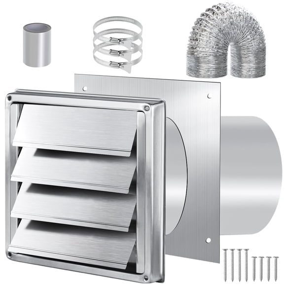 Dryer Vent Kit Through Wall with Hose/Duct Connector/Plate,4 Inch Stainless Steel Dryer Vent Hose Connector Wall Ducting Kit for Bathroom Exhaust Fans AC Ventilation,Ceiling Washe