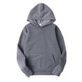 thumbnail image 2 of Yeahdor Men's Basic Long Sleeve Drawstring Hoodie Sweatshirt Casual Solid Color Pullover Tops Dark Gray XL, 2 of 5