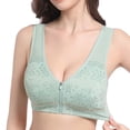thumbnail image 2 of Sports Bras Women Solid Color Front Closure Wireless Bra With Air-Flow Mesh Thin Design Plus Size Women Bra Green 40, 2 of 6