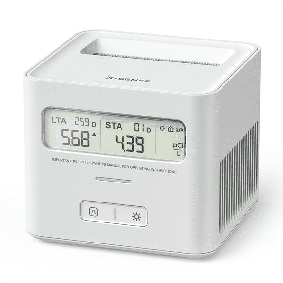 X-Sense Moniteur Détecteur de Radon pour la Maison, Test en Continu et en Temps Réel avec Écran LCD Facile à Lire, Aucune Installation Ni Frais de Laboratoire, XR0A-SR