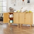 thumbnail image 2 of Gymax 2PCS Bamboo Buffet Cabinet w/ PE Rattan Doors Freestanding Kitchen Cupboard Natural, 2 of 10