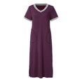 thumbnail image 3 of QIPOPIQ Robes pour Femmes avec Poches Manches Courtes Col en V Fente Latérale Vêtements de Nuit Robe d'Été Robe Longue Offres 2023, 3 of 4