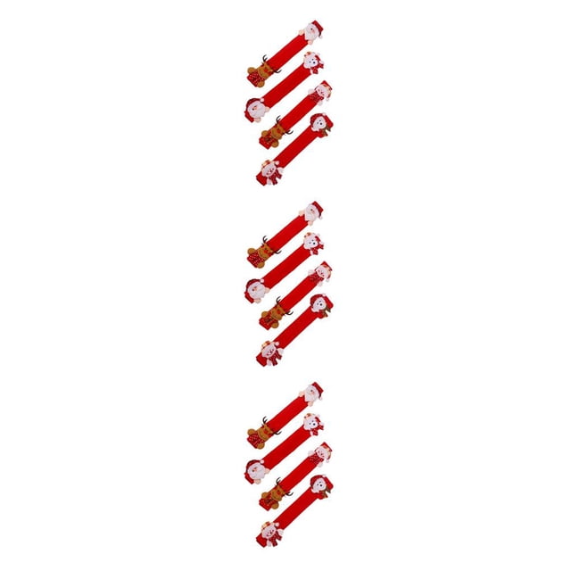 Transemion 4 Pcs Housses de Protection pour Poignée de Four à Micro-Ondes de Noël Housses de Protection de Noël Noël Réfrigérateur Cuisine Réfrigérateur Poignée de Porte Gants No.05 3Ensemble