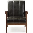 thumbnail image 3 of Baxton Studio Nikko Fauteuil d'Appoint en Similicuir Noir et Noyer, 3 of 6