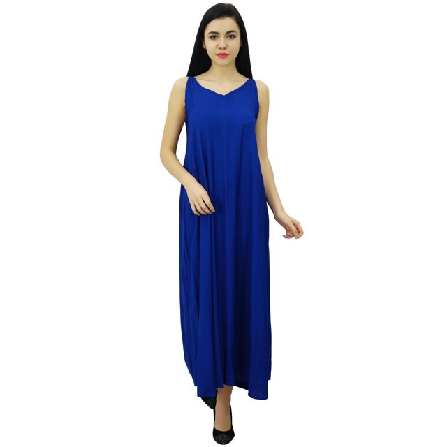 Bimba Robe Maxi Unie à Bretelles Spaghetti pour Femme pour l'Été, Tenue de Plage, Robe d'Été