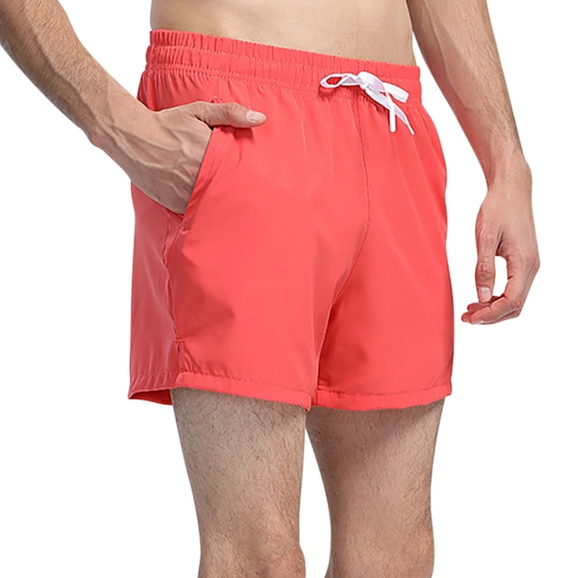 Mens Shorts Mens Casual Solid Color Casual Drawstring Pockets Elastic Sports Shorts