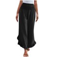 thumbnail image 1 of Lenpel Wide Leg Pants for Women Elastic High Waisted Solid Color Cropped Ruffle Hem Palazzo Pants Casual Loose Trousers, 1 of 7