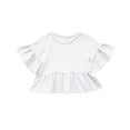thumbnail image 4 of Shirts for Girls, Children Solid Color Loose Girl Ruffle Sleeve Round-Neck Blouses Western Style Top, 4 of 4