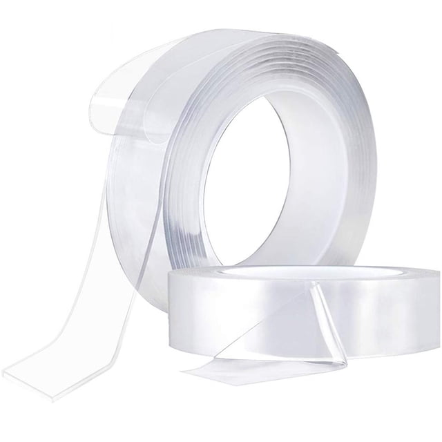 Mialoley Ruban Adhésif Magique Double Face Lavable Sans Traces Gel Invisible. Ruban Adhésif nano-PU Transparent à Haute Viscosité, Présenté en Rouleau avec une section Pelée au Dos pour Afficher Son Épaisseur de 1 mm et Sa Largeur de 3 cm. Convient aux surfaces Lisses comme les Carreaux et les Planchers, Il Est Réutilisable, Lavable et Peut Supporter jusqu'à 5 kg. Idéal pour l'Artisanat, la Fixation d'Objets et le Montage d'Articles comme les Affiches et les Crochets.