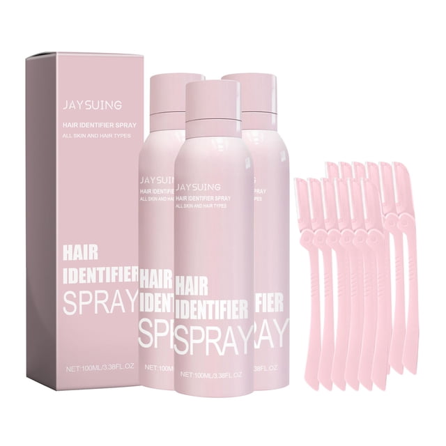 Vaporisateur Identifiant pour Cheveux pour le Rasage du Visage et Dermaplaning, Incluant Trois Bouteilles de 100 ml avec un Arôme floral Délicat et un Ensemble de Rasoirs pour le Visage. Idéal pour Miser sur les Poils Fins du Visage, Assurer un Rasage Précis et Hydrater la Peau. Convient comme Outil de Soins de la Peau.