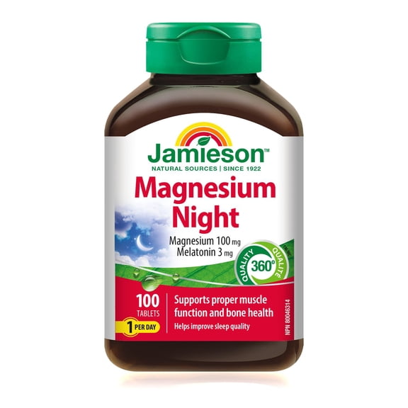 Jamieson Magnesium Night | 100 mg Magnesium & 3 mg Melatonin