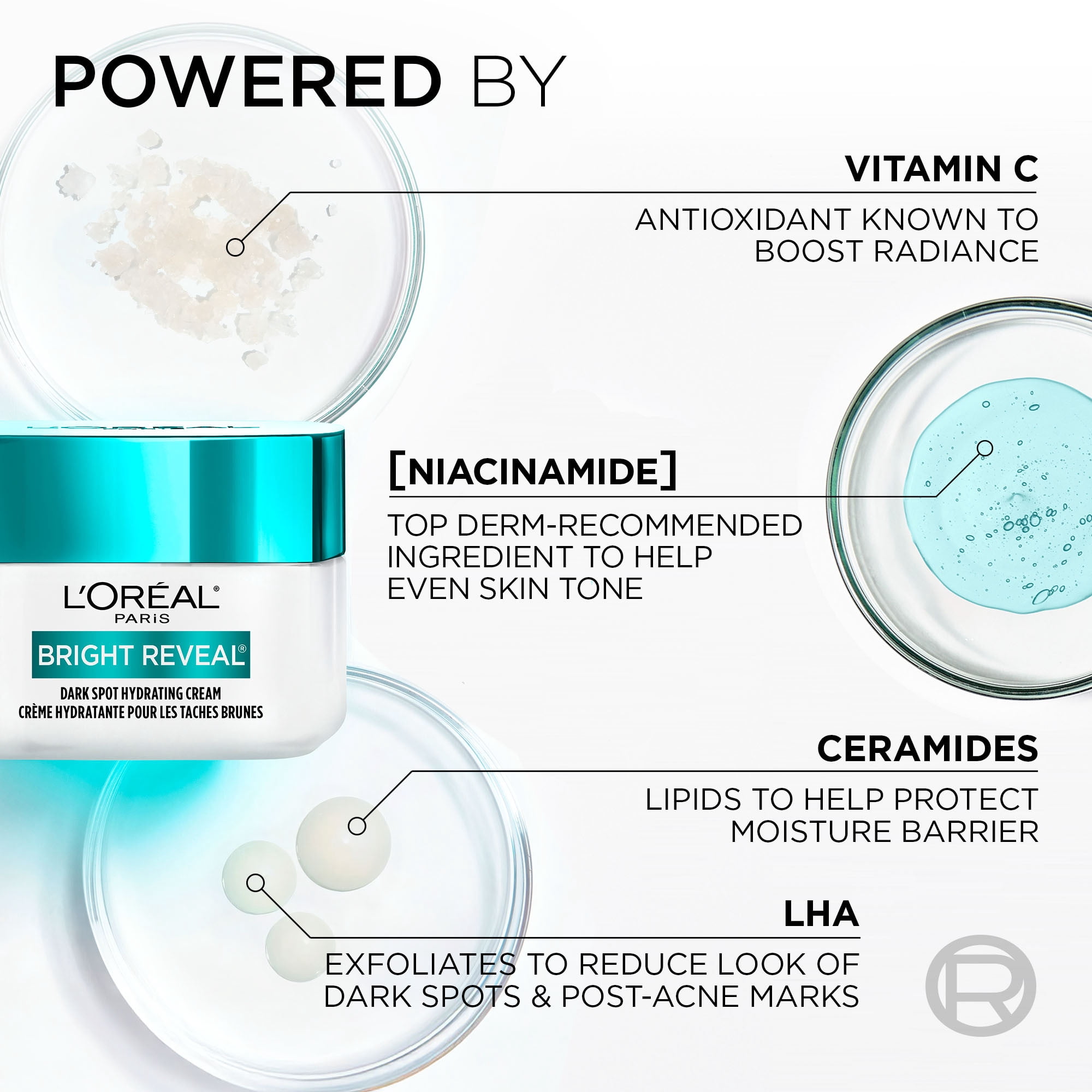 L'Oréal Paris Bright Reveal Crème hydratante pour les taches brunes avec Niacinamide, 50ml