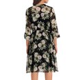 thumbnail image 3 of INSPIRE CHIC Robe en Mousseline Florale pour Femme à Manches Mi-Longues, Taille à Nouer, Boutonnée, Évasée, Noir m, 3 of 5