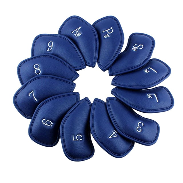 jinwen 12x Golf Iron Head Covers Headcovers Club Protector Blue
