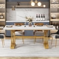 thumbnail image 3 of 63-Inch Rectangular Dining Table for 4 to 6, Modern Kitchen Table with Stylish Metal Trestle Legs, 3 of 5