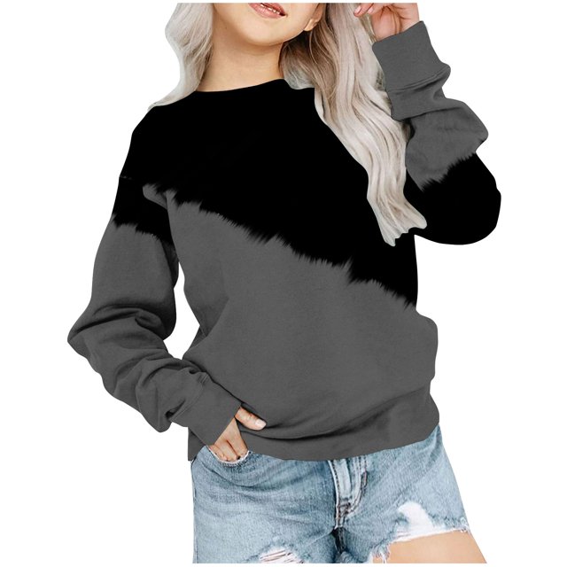 Besolor Chandail en Molleton Surdimensionné pour Filles Automne Décontracté Col Rond Manches Longues Hauts Mode Tenues à Blocs de Couleur