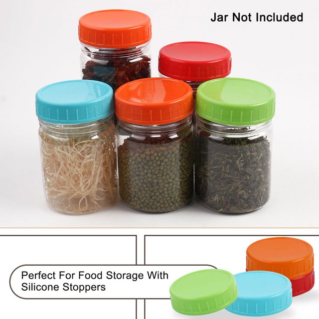 Unique Bargains Plastic Mason Jar Lid Regular Mouth Mason Canning Jars Top Lid Food Storage 24 Pack Assorted Color