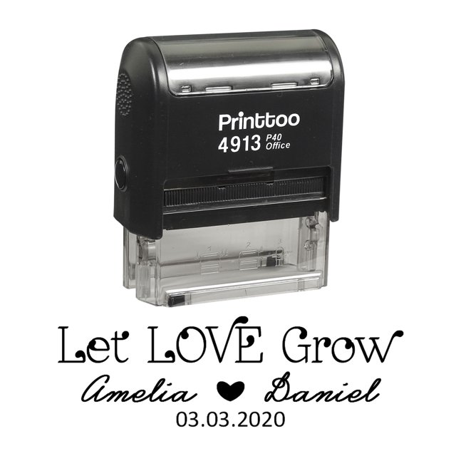 Printtoo Personalized Black Self Inking Let Love Grow Custom Wedding Favor Rubber Stamper-58 x 22 mm