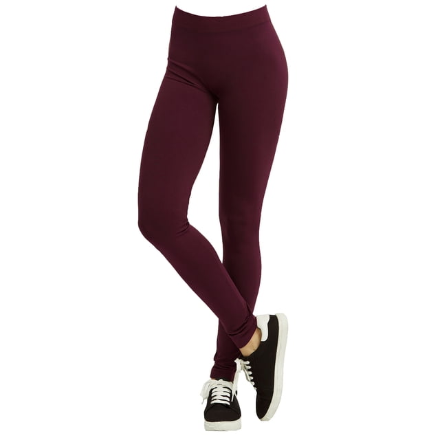 Polyester Spandex Womens Full Length Leggings, Burgundy
