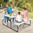 thumbnail image 2 of Gymax Folding Picnic Table & Bench Set for Camping BBQ w/ Steel Frame White, 2 of 10